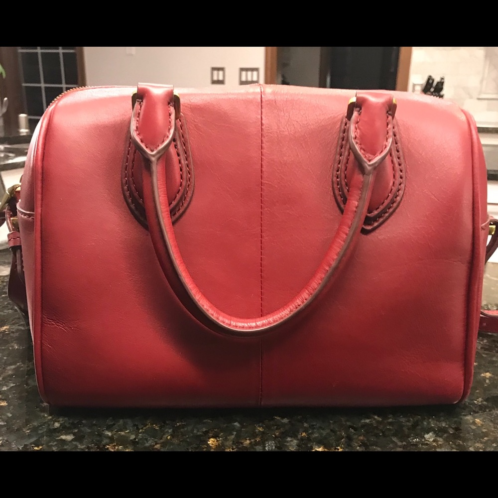 SOLD! JCrew Red 100% Leather Doctor HandBag EUC